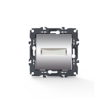 PRIME Бутон 1 група с имеплата и LED лампа (12VAC) безвинтов 1P 10A 250V AC IP20 матов алуминий
