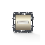Prime 1-клапанов бутон с надпис и LED лампа (12VAC), безвинтов 1P 10A 250VAC IP20 матово шампанско