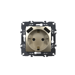 PRIME Schuko розетка с предпазителна клапа 1x2P+E 16A 250V AC + 2 USB 5V DC 3.1A IP20 матово шампанско