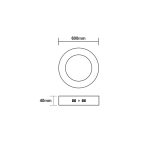 LED тънък кръгъл бял панел за таван 48W 3000K 3610 лм Φ600 230V Ra80 - Image 2