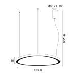 Висящо LED осветление 73W CCT 5800 лм Harmony IP20 D80xH120 см - Image 3