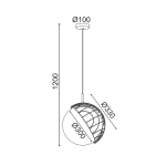 Висяща лампа 1xE27 ратан и бяло стъкло D33xH120 см AURORA - Image 3