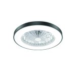 Черен декоративен таванен вентилатор с dimmable LED 36W, диаметър 50 см, 7 прозрачни PC лопати, дистанционно управление