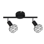 Черен метален спот с решетка 2xE14, 30x12.5x19.5 см