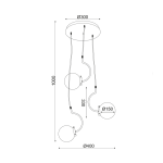 Висяща лампа 3xE27 стъкло + метал + MDF Φ35x100 см Pueblos - Image 3