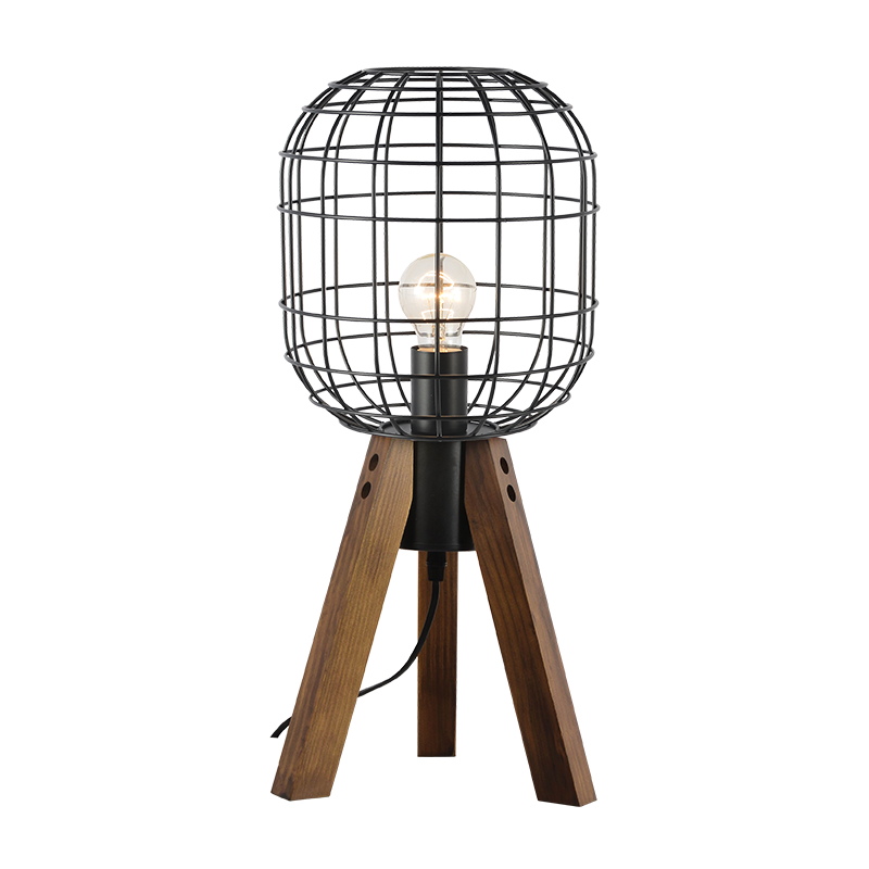 OD90981T Настолна лампа 1xE27 черен метал + дърво Φ25x51.5 см PROMETHEUS - Image 1