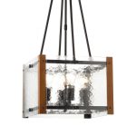 Netto висяща лампа 4xE27 от метал, стъкло и MDF 33x33x75 см