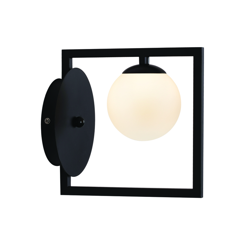 OD91221W Netto аплик Quadro 1xG9 черен метал с бяло стъкло 22x15x20 см - Image 1