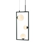 Висяща лампа Netto  Quadro 3xG9 черен метал + бяло стъкло 25x12x120 см