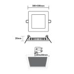 Вграден тънък LED панел квадратен 23W 6500K 2120 лм 300x300 мм 230V AC Ra80 - Image 2