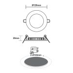 LED тънък кръгъл вграден панел 6W 4000K 470 лм 119 мм 230V AC Ra80 - Image 2