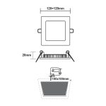 LED тънък квадратен панел за вградена монтажа 6W 4000K 470 лм 118x118 мм 230V AC Ra80 - Image 2