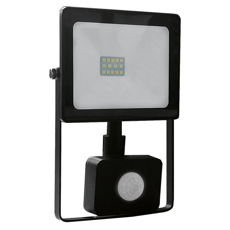 Q1060S Черен LED SMD прожектор с сензор IP66 10W 6000K 880 лм 230V - Image 1