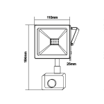 Черен LED SMD прожектор с сензор IP66 10W 6000K 880 лм 230V - Image 2