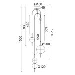 Висяща лампа LED AMELIA 19W 3000K 1950 лм черен метал + бяло стъкло Ø37x150 см - Image 2