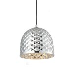 Висяща лампа Netto  1xE27 стъкло сребърен полигона Ø24x120 см