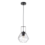 Висяща лампа Netto Diamondra 1xE27 стъкло прозрачно + черно мат метал Φ18x120 см