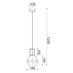 Висяща лампа Netto Diamondra 1xE27 стъкло прозрачно + черно мат метал Φ18x120 см - Image 2
