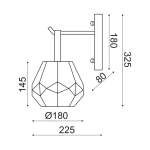 Netto стенно осветително тяло 1xE27 прозрачно стъкло + черно мат метал Ø18x23,5x30 см Diamondra - Image 2