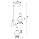 Висяща лампа 3xE27 стъкло кехлибар + месинг метал Ø30x101 см DIAMONDRA - Image 2