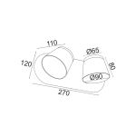 Стенна лампа  LED 16W 3000K 1280 лм черен метал 27x12x11 см Lucido - Image 2