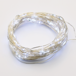 100 LED струнни светлини с таймер, сребрист меден провод, IP44, 10 м + 10 см, 3xAA