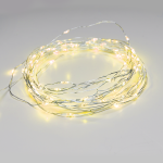 Гирлянда 100 жълти LED на сребрист меден кабел, 10 м + 3 м, IP44, 8 функции, 1.8 W