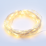 50 LED гирлянда топло бяло, сребрист меден кабел, 3xAA батерия, IP20, 5 м + 10 см, 3W