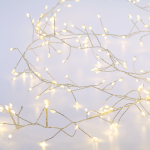 50 клъстерни LED гирлянди, топло бяло, сребрист меден кабел, батерия 3xAA, IP20, 2.5 м + 30 см, 3 W