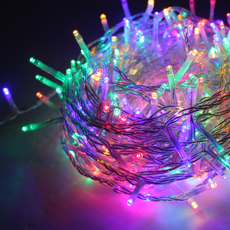 X081001021 100 LED струнни светлини на 5 см многоцветни IP44 3 м прозрачен кабел свързваеми до 6 комплекта - Image 1