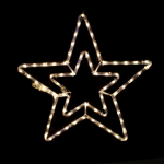 72 LED мотив 'Двойни звезди' 3 м 2-жича въжева светлина, топло бяла, IP44, флаш контролер
