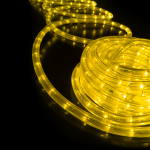 Жълта 2-жилна LED светлина за въже, макара 50 м, 36 LED/м, нарязва се на 1 м, IP65