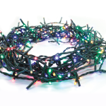 300 LED струнни светлини на 5 см многоцветни RGB и жълти IP44 с 3 м зелен PVC кабел