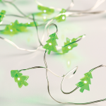 Гирлянда 20 зелени LED елха мотив сребрист меден кабел 2m+10cm батерия 2xAA IP20 1.2W