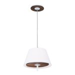 Netto висяща лампа 1xE27 с абажур от MDF тъмно дърво, бял метал и плат Φ28x80 см