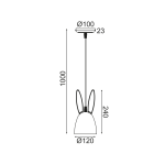 Висяща лампа за деца 1xE27 розова метална D12xH100 см Bunny - Image 2