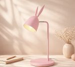детска настолна лампа bunny розова, осветление