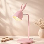 детска настолна лампа bunny розова, осветление