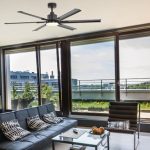 черен декоративен таванен вентилатор 165 см с 45w ac мотор и led осветление 22w
