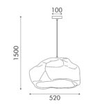 ВИСЯЩА ЛАМПА ОТ ЖЕЛЯЗО И ПОЛИСТИРОЛ (PS), КАФЯВА, 1*E27, 60 W, IP20, Д520*В1500 - Image 3