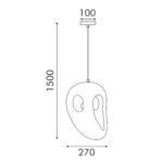 ВИСЯЩА ЛАМПА ОТ ЖЕЛЯЗО И ПОЛИСТИРОЛ (PS), СИВА, 1*E27, 60 W, IP20   Д270*В1500 - Image 3