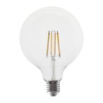 LED с нажежаема жичка, E27, с регулиране на яркостта, G125, 10 W, 2700 K, 230 V променливо напрежение, 1220 lm, RA80, 30 000 часа, 360°